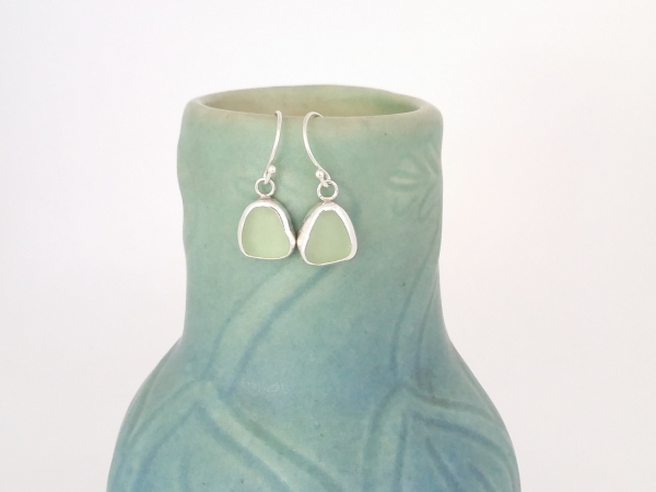 light green sea glass earrings