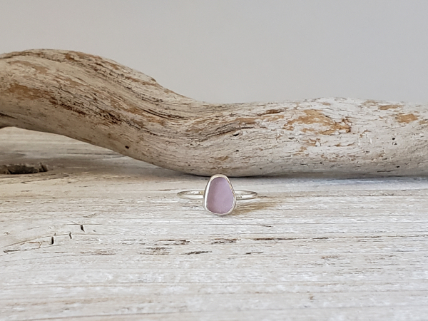 light purple seaglass ring