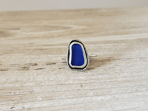 coblat blue seaglass ring