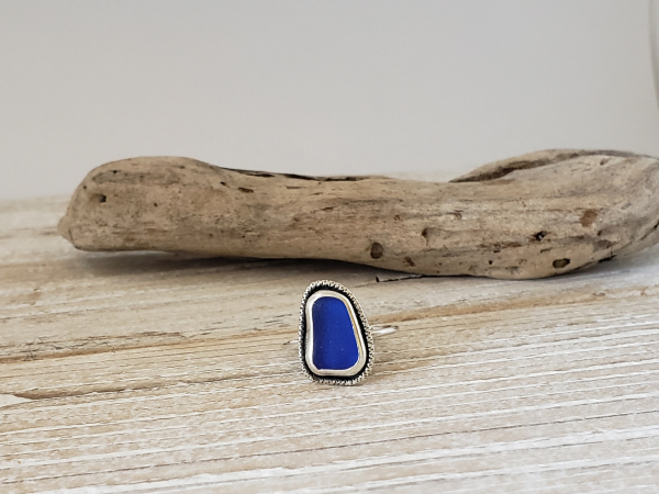 sterling silver and cobalt blue ring