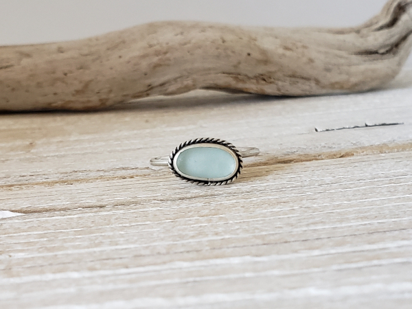Light blue seaglass ring