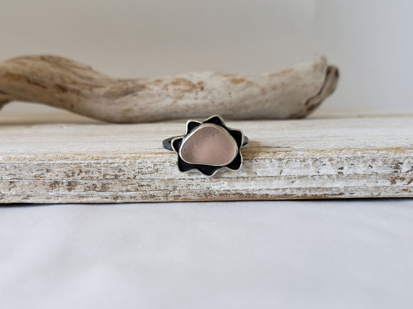 Genuine pink seaglass ring