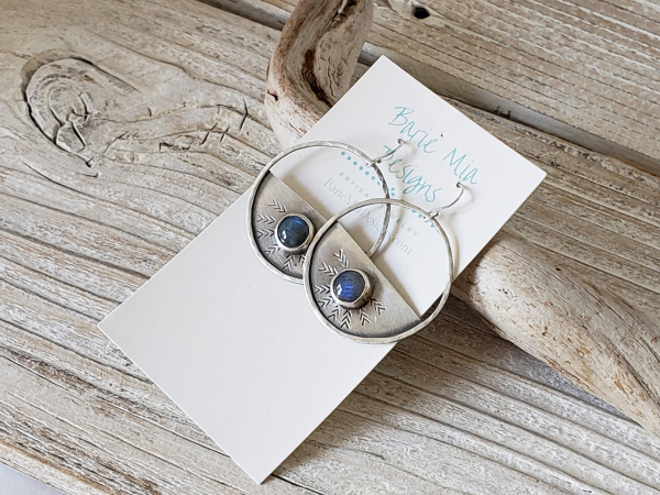 Sterling silver and labradorite earrings