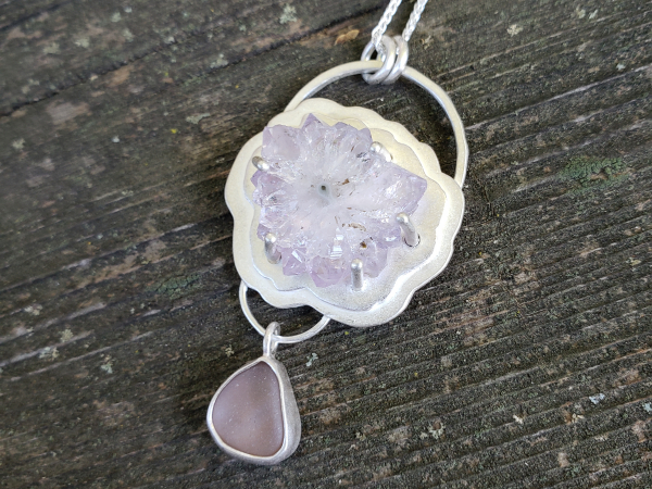 amethyst and seaglass necklace