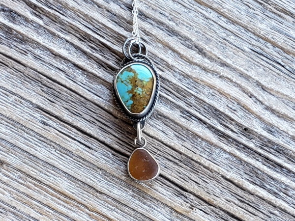 turquoise and seaglass necklace