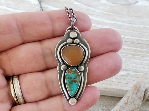 seaglass and turquoise necklace