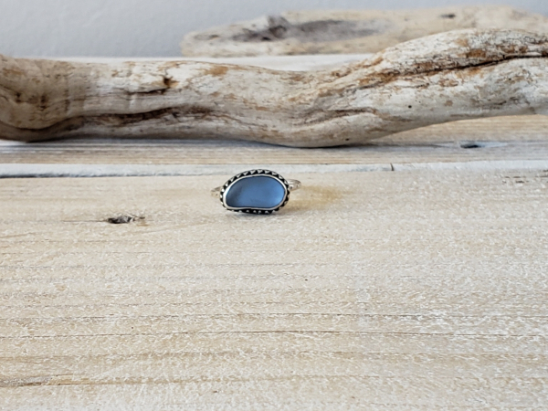 cornflower blue seaglass ring