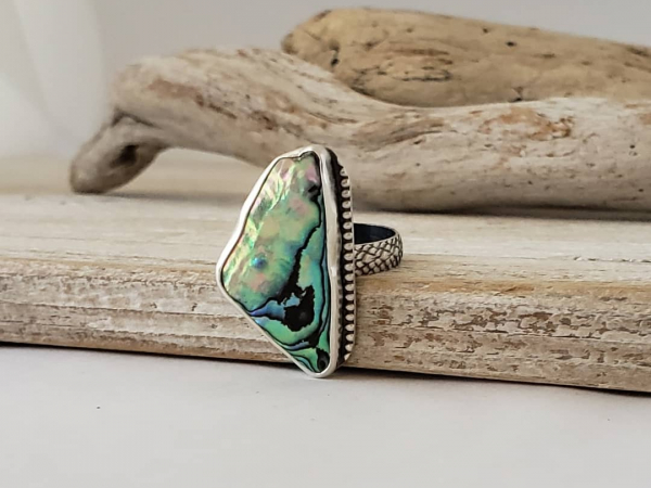 Abalone and sterling silver ring