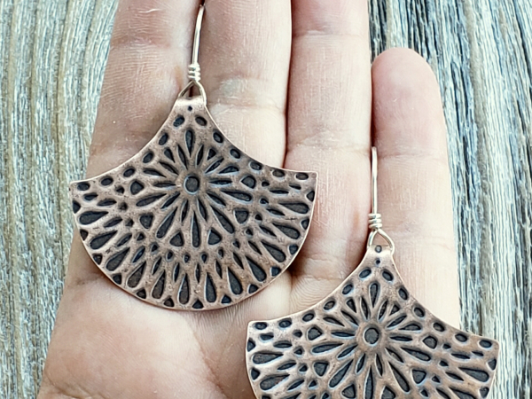 copper mandala earrings