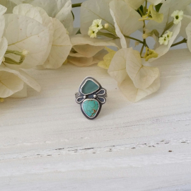 Turquoise and blue seaglass ring