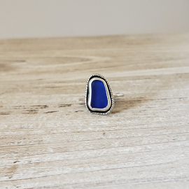 coblat blue seaglass ring