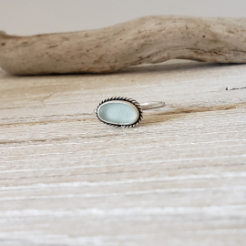 Ice blue seaglass ring