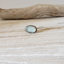 Seaglass ring Ice blue seaglass ring