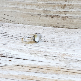 clear seaglass ring yellow accent
