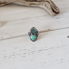 Blue seaglass and turquoise ring