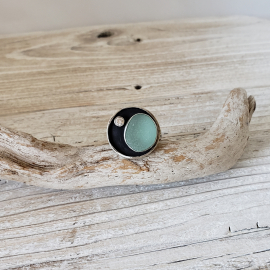 Aqua seaglass ring