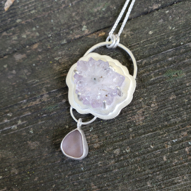 amethyst and seaglass necklace