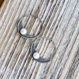 sterling silver and pearl hoop earrings