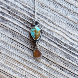 turquoise and seaglass necklace