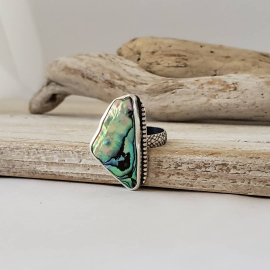 Abalone and sterling silver ring