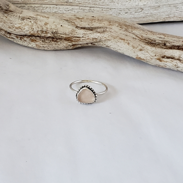 Peachy Pink Sea Glass Ring