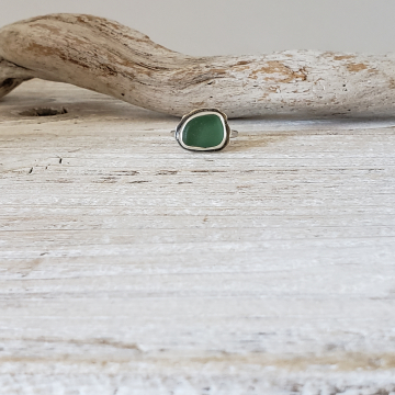 Teal Green Seaglass Ring