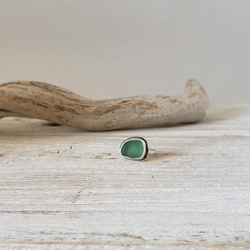 Teal Green Seaglass Ring