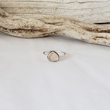 Peachy Pink Sea Glass Ring