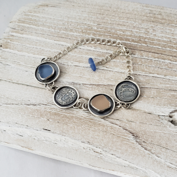 Pink & Blue Seaglass Bracelet