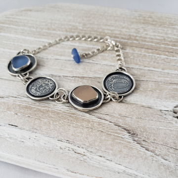 Pink & Blue Seaglass Bracelet