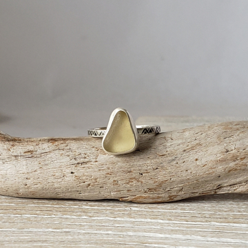 Yellow Seaglass Ring