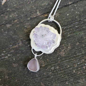Amethyst and lilac Seaglass Necklace