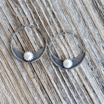 Southwestern Style Pearl Hoop Earrings