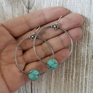 Kingman Turquoise Hoop Earrings