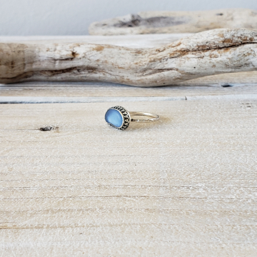 Cornflower Blue Seaglass Ring